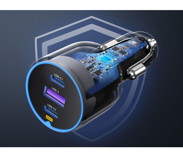 UGREEN Ładowarka samochodowa EC703 USB + 2x USB-C 75W czarna - 1488948 - zdjęcie 5